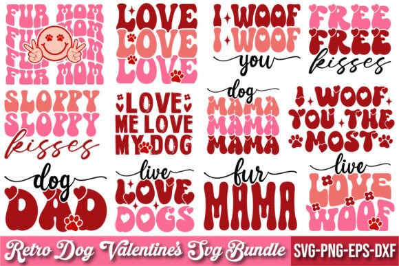 12 Retro Dog Valentine’s SVG Bundle