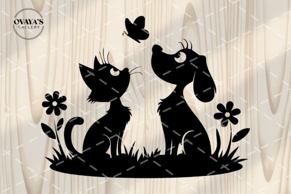 Cat and Dog Silhouette SVG