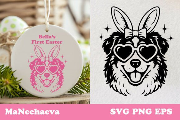 Cute Australian Shepherd Easter Dog SVG