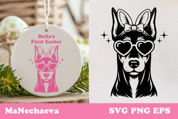 Cute Doberman Easter Dog SVG