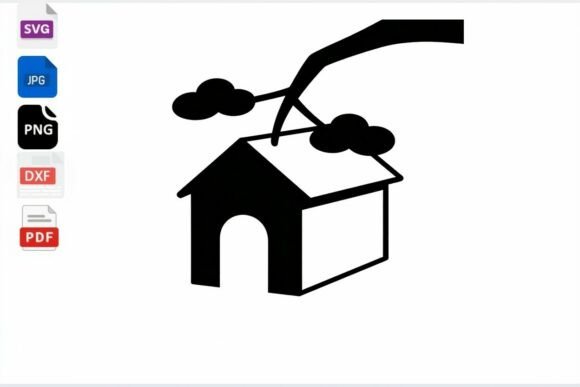 Cute Dog House SVG Clipart Tree Branch