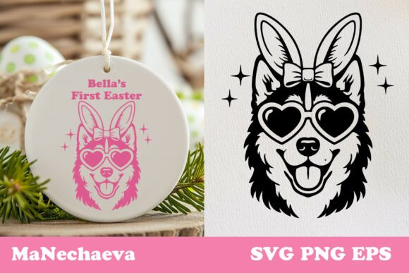 Cute Siberian Husky Easter Dog SVG