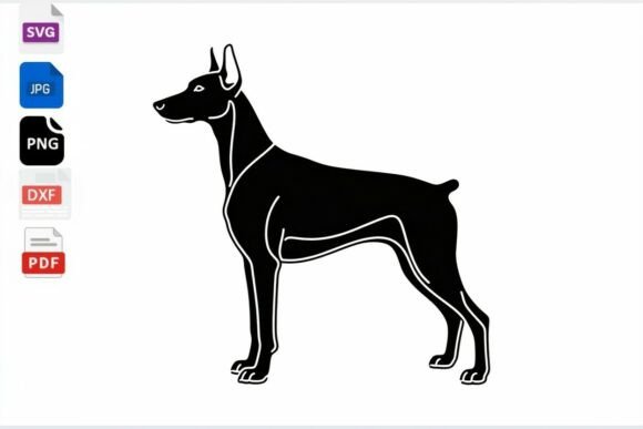 Doberman Dog Silhouette SVG PNG DXF PDF