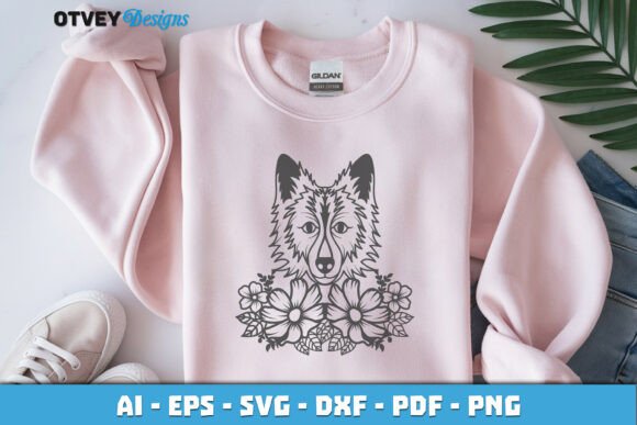 Dog SVG with Flowers Floral Dog