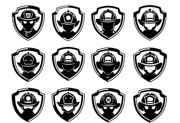 Firefighter Dog Badges SVG Icons