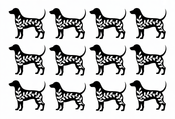 Floral Dog Silhouette SVG Cut File