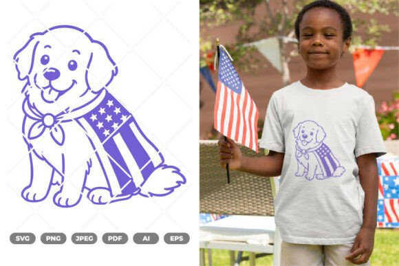 Fourth July Dog Doodle SVG Clipart