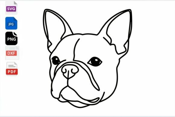 French Bulldog Face Outline SVG Dog