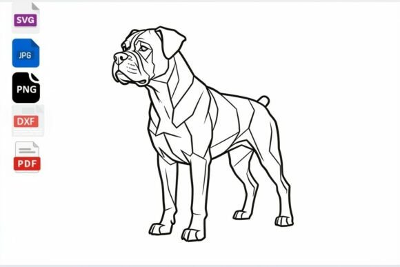 Geometric Boxer Dog Outline SVG