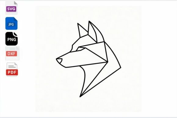 Geometric Dog Head SVG Cut File