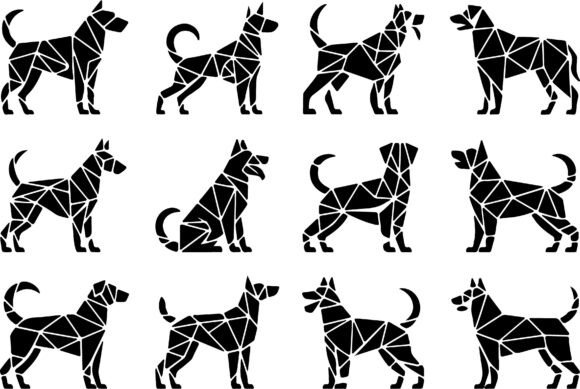 Geometric Dog Silhouette SVG Bundle