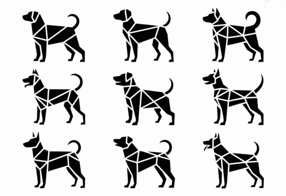 Geometric Dog Silhouettes SVG Bundle