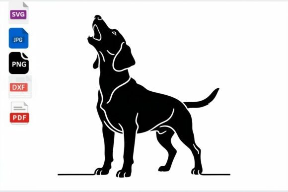 Howling Dog Silhouette SVG Cut File