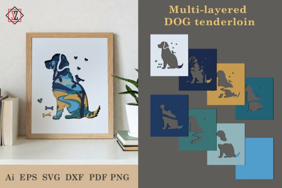 Layered Dog Papercut SVG