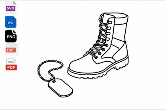 Military Boot Dog Tag SVG Clipart