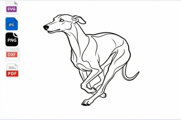 Running Greyhound Line Art SVG Dog