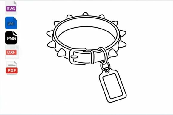 Spiked Dog Collar SVG Clipart Tag